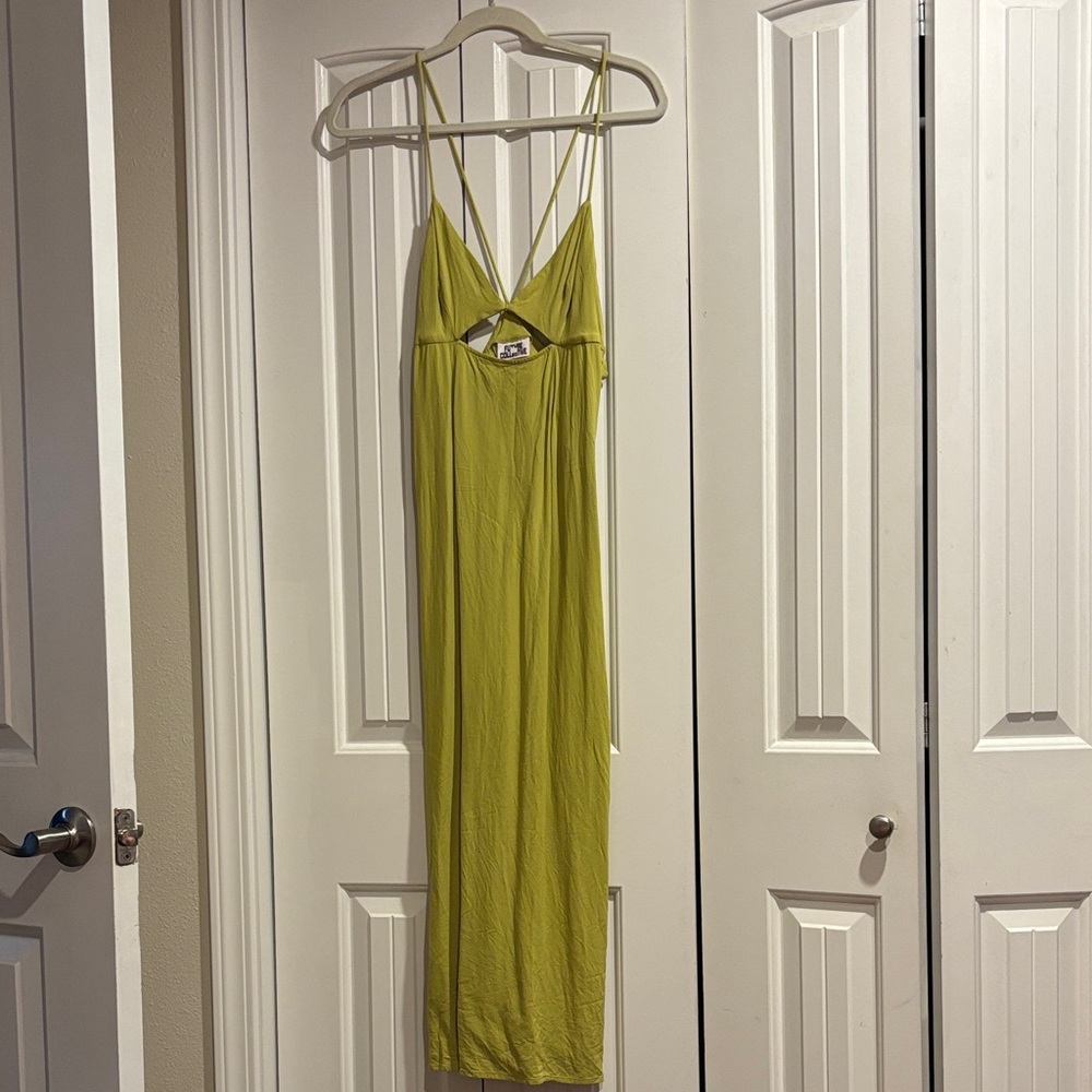 Sleeveless Lime Green Maxi Dress with Double Straps